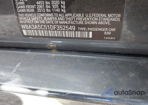 2013 BMW 328I from USA, damaged, VIN WBA3A5C51DF352549